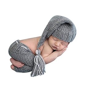 newborn photography props baby boy knitted outfits crochet hat pants set