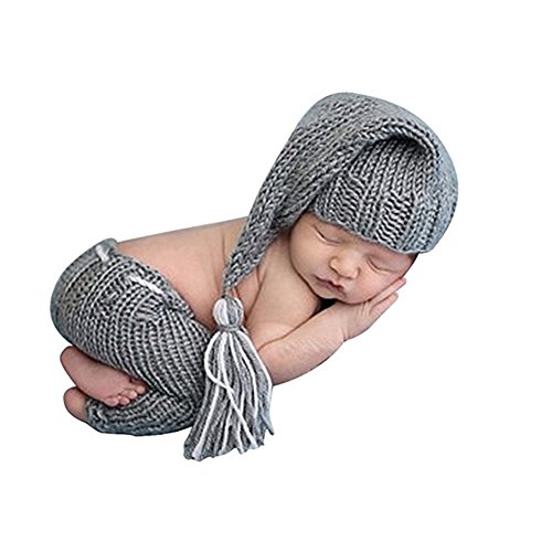 Newborn Photography Props Baby Boy Knitted Outfits Crochet Hat Pants Set