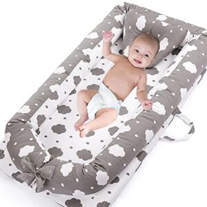 baby lounger cover baby nest cover 100% cotton breathable sleeping bed cover for newborn nest co sleeping bed machine washable (cloud)