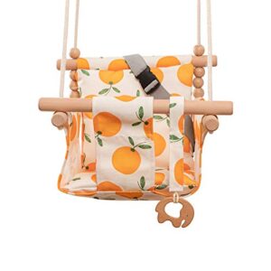 canvas baby swing seat chair indoor outdoor hanging swing seat for baby with soft cushion/safety belt/mounting hardware,orange