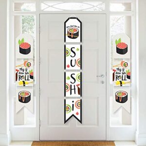 big dot of happiness let’s roll – sushi – hanging vertical paper door banners – japanese party wall decoration kit – indoor door decor