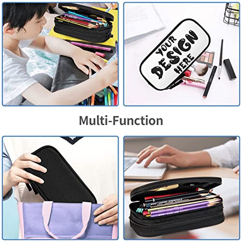 Custom Pencil Case Design Your Own Cool Multifunction Pencil Case Personalized Gifts Pencil Box Custom Pencil Bag for Students Stationery,School,Office Black