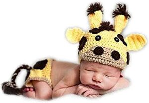 newborn baby photography props boy girl crochet knit cattle hat shorts photography shoot outfits yellow
