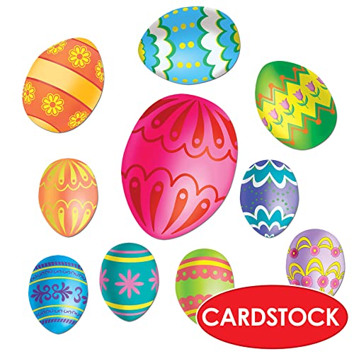 Beistle S44027AZ3 Easter Egg Cutouts Assorted Sizes, Pack of 30