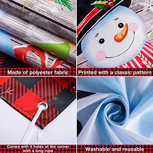 Tiamon Christmas Snowman Door Covers Decoration Xmas Wood Grain Snowman Winter Snowflake Backdrop Snowman Door Banner for Front Door Farmhouse Christmas Holiday Party Decor Supplies, 6 x 3 Feet