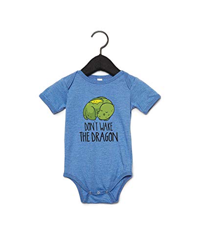 Don't Wake The Dragon Baby Boy Girl Onesie Newborn Organic Bodysuit Romper Blue