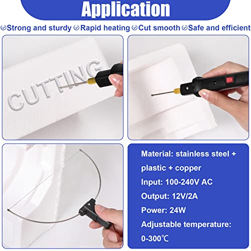 Hot Wire Foam Cutter Kit with Temperature Controller, 100-240v /24W Electric Cutting Machine Foam Cutter Electric Cutting Tool with Marker for Art Craft EVA Foam Carving (Black)