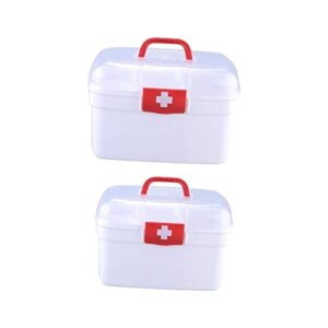 menolana 2x multi purpose medical first aid box container household bin portable detachable tray storage box organizer for sewing office car hiking