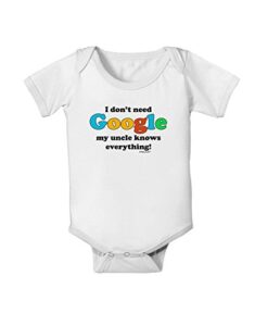 tooloud i don’t need google – uncle baby romper bodysuit – white – 6 months