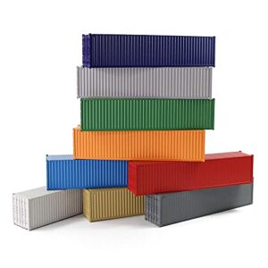 9pcs ho scale undecorated 40′ (ft) shipping containers pure color ribbed side container c8740 (mix-color)