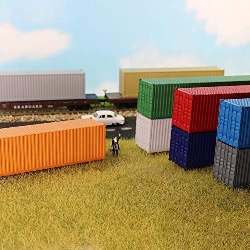 9pcs HO Scale Undecorated 40' (ft) Shipping Containers Pure Color Ribbed Side Container C8740 (Mix-Color)