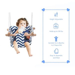 Secure Baby Hanging Swing Seat Chair for Toddler, Baby Swings for Infants, Baby Swing Outdoor Indoor Swing for Toddlers, Canvas Toddler Swing With Soft Backrest Cushion and PE Rope, Baby Hammock Chair