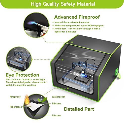 Laser Engraver Enclosure with Vent, Fireproof and Dustproof Protective Cover for Most Laser Engraving Machine, Insulates Against Smoke and Odor, Noise Reduction, Eye Protection, 700x700x460mm