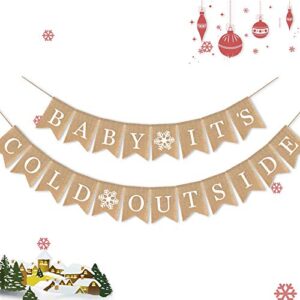 7-gost burlap baby it’s cold outside banner baby shower party winter decoration supplies