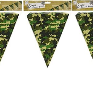 Beistle 50709 Camo Flag Pennant Banner, 10 by 12-Feet (3-Pack)
