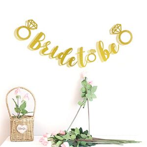 Honbay Glitter Gold Bride to Be Banner with Diamond Ring, Bridal Shower Party Supplies Decorations (Gold)