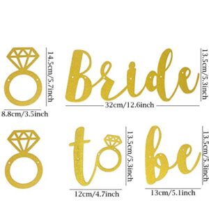 Honbay Glitter Gold Bride to Be Banner with Diamond Ring, Bridal Shower Party Supplies Decorations (Gold)