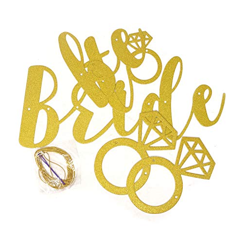 Honbay Glitter Gold Bride to Be Banner with Diamond Ring, Bridal Shower Party Supplies Decorations (Gold)