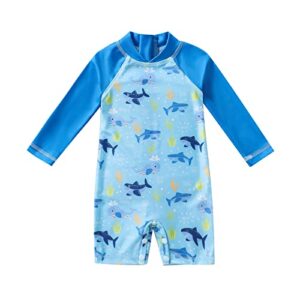 toddler baby boys one pieces swimsuit zipper long sleeve rash guard shirts beach sunsuit shark bathing suits 6-24m 3t
