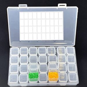 transparent diamond painting storage container, 28/56 grids storage box diamond art accessories for bead rhinestone