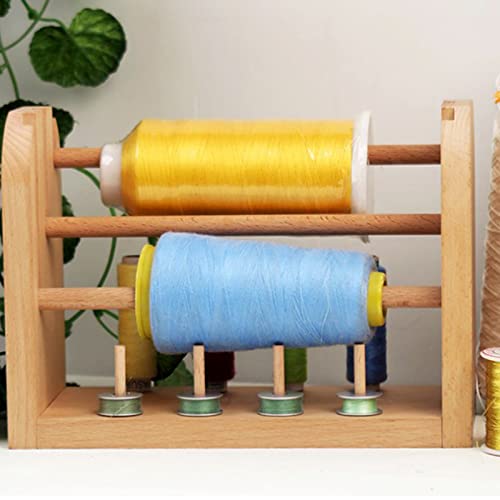 PhantomSky 11 Spools Thread Rack, Wood Yarn Dispenser Yarn Spinner Wool Thread Holder with Twirling Mechanism for Knitting, Crochet