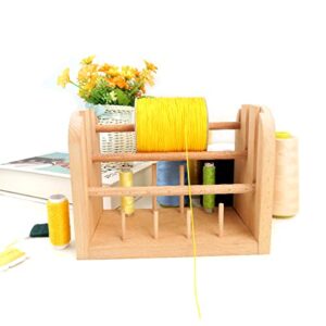 PhantomSky 11 Spools Thread Rack, Wood Yarn Dispenser Yarn Spinner Wool Thread Holder with Twirling Mechanism for Knitting, Crochet