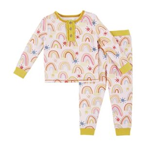 mud pie baby girls rainbow pajama set and toddler sleepers, pink, 4t us