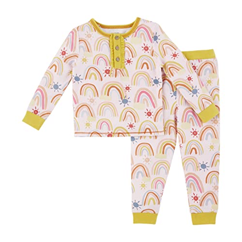 Mud Pie baby girls Rainbow Pajama Set and Toddler Sleepers, Pink, 4T US