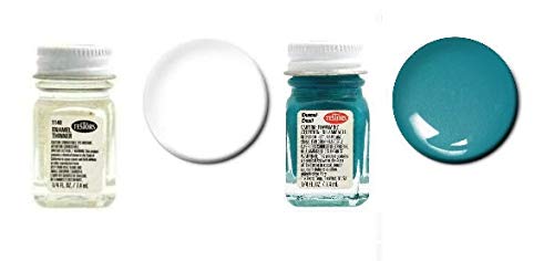 Testors Blue Enamel Paint Variety, Blue, Dark Blue, Metal Flake Blue, Sea Blue, Light Blue, Sky Blue, Artic Blue Metallic, Blue Fluorescent, Turquoise, Teal, and Thinner 1/4 oz (Pack of 11) - with MYD Paint Brushes