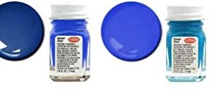 Testors Blue Enamel Paint Variety, Blue, Dark Blue, Metal Flake Blue, Sea Blue, Light Blue, Sky Blue, Artic Blue Metallic, Blue Fluorescent, Turquoise, Teal, and Thinner 1/4 oz (Pack of 11) - with MYD Paint Brushes