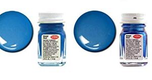 Testors Blue Enamel Paint Variety, Blue, Dark Blue, Metal Flake Blue, Sea Blue, Light Blue, Sky Blue, Artic Blue Metallic, Blue Fluorescent, Turquoise, Teal, and Thinner 1/4 oz (Pack of 11) - with MYD Paint Brushes