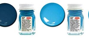 Testors Blue Enamel Paint Variety, Blue, Dark Blue, Metal Flake Blue, Sea Blue, Light Blue, Sky Blue, Artic Blue Metallic, Blue Fluorescent, Turquoise, Teal, and Thinner 1/4 oz (Pack of 11) - with MYD Paint Brushes