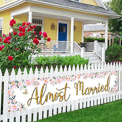 Almost Married Large Banner Sign,Wedding Rehearsal Dinner Decorations Supplies,Engagement Sign Celebrations Party Decor Supplies 9.8 x 1.6 Ft