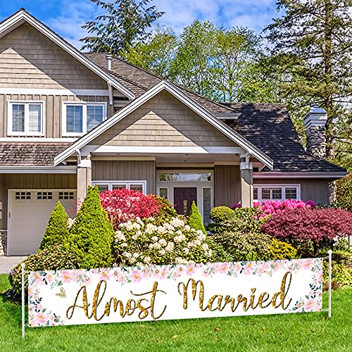 Almost Married Large Banner Sign,Wedding Rehearsal Dinner Decorations Supplies,Engagement Sign Celebrations Party Decor Supplies 9.8 x 1.6 Ft