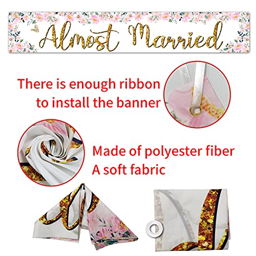 Almost Married Large Banner Sign,Wedding Rehearsal Dinner Decorations Supplies,Engagement Sign Celebrations Party Decor Supplies 9.8 x 1.6 Ft