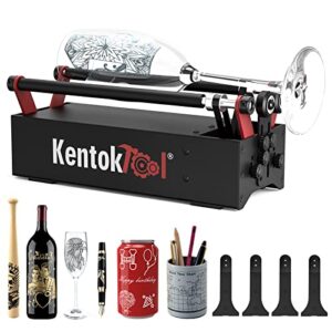 kentoktool arot2 rotary roller for laser engraver, 360°y-axis roller with 8 adjustment diameters for 6 to 200mm cylinders, cups, pens, compatible with le400pro and most other laser engraving machines