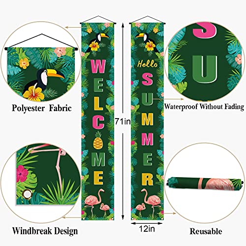 Rainlemon Summer Porch Banner Welcome Luau Hawaii Summer Party Front Door Sign Decoration