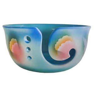 springtime yarn storage bowl by award-winning artist judith stiles. handcrafted pottery knitting bowl, handmade from durable pottery, fits 3 balls. gift for knitters. made in the usa.7.5″ diam. x 3.5″