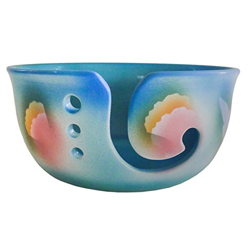 Springtime Yarn Storage Bowl by Award-Winning Artist Judith Stiles. Handcrafted Pottery Knitting Bowl, Handmade From Durable Pottery, Fits 3 Balls. Gift for Knitters. Made in the USA.7.5" Diam. x 3.5"