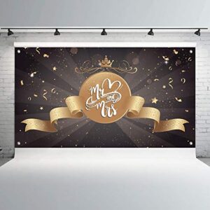 mr & mrs backdrop banner, fabulous crown ribbon photo studio, just married, adults wedding anniversary engagement party supplies, bride shower / outdoor party yard sign