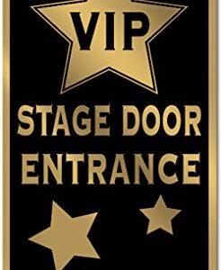 VIP Black & Gold Hollywood Red Carpet Awards Night Party Decorations for Birthday Retirement Graduation Door Cover Hanging Whirls Pennant Banner Bundle Pack Set Kit