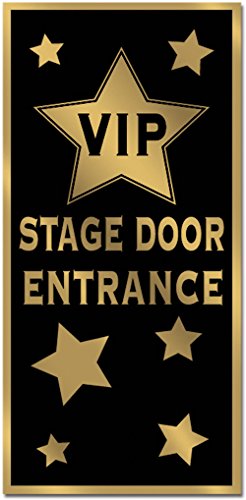 VIP Black & Gold Hollywood Red Carpet Awards Night Party Decorations for Birthday Retirement Graduation Door Cover Hanging Whirls Pennant Banner Bundle Pack Set Kit