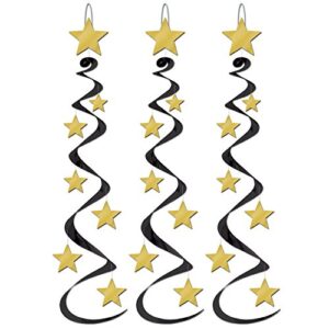 VIP Black & Gold Hollywood Red Carpet Awards Night Party Decorations for Birthday Retirement Graduation Door Cover Hanging Whirls Pennant Banner Bundle Pack Set Kit