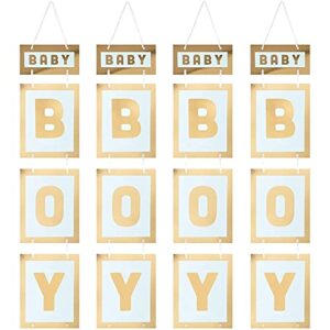 boy baby shower decorations, gold foil signs (7.8 x 42.5 in, 4 pack)