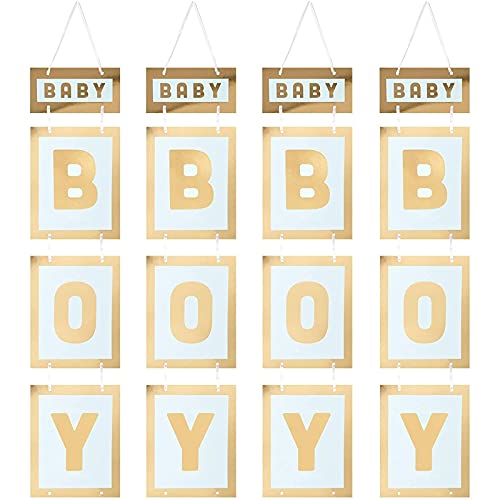 Boy Baby Shower Decorations, Gold Foil Signs (7.8 x 42.5 in, 4 Pack)