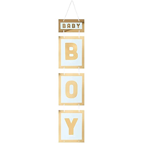 Boy Baby Shower Decorations, Gold Foil Signs (7.8 x 42.5 in, 4 Pack)