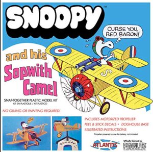 atlantis peanuts snoopy and sopwith camel aircraft snap model kit | snoopy toys