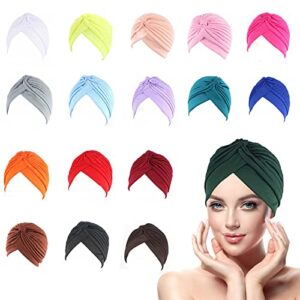 17 pack stretchable polyester turban head cover twisted pleated headwrap by ever fairy (style a)