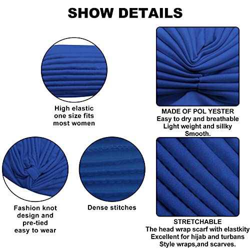 17 Pack Stretchable Polyester Turban Head Cover Twisted Pleated Headwrap By Ever Fairy (Style A)