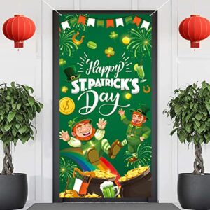 st.patrick’s day door cover decoration happy st.patrick’s day door cover backdrop fabric backdrop st.patrick’s day front door decor porch banner sign for indoor outdoor party supplies 35in x 70in